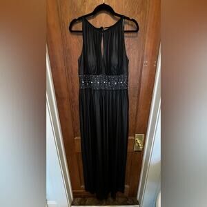 EUC Jessica Howard Beaded‎ Halter Evening Gown Dress Grey Black 10